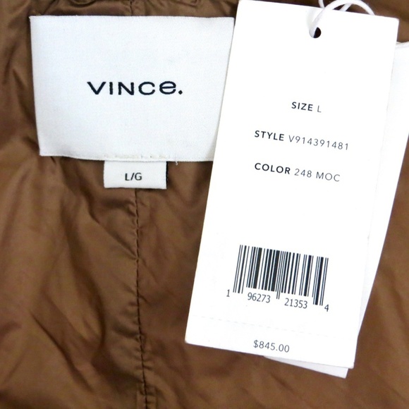 NEW! VINCE Hooded Puffer Jacket Mocha Women SZ Large - Picture 12 of 15